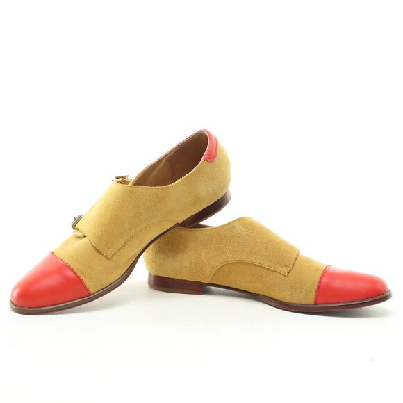 Andrea Women's Tan and Red Buckle Loafers - Picture 10 of 16